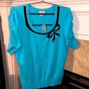 Vibrant turquoise Worthington short sleeve sweater